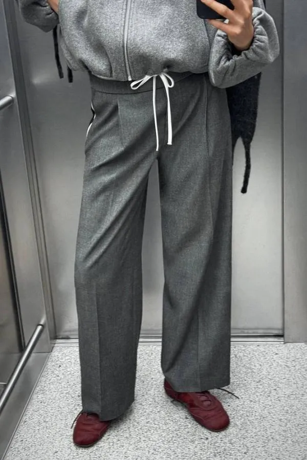 Pantaloni Zara EU 36 | Gri, Lungi, Talie înaltă, Wide Leg fit, Monocrom - Image 3