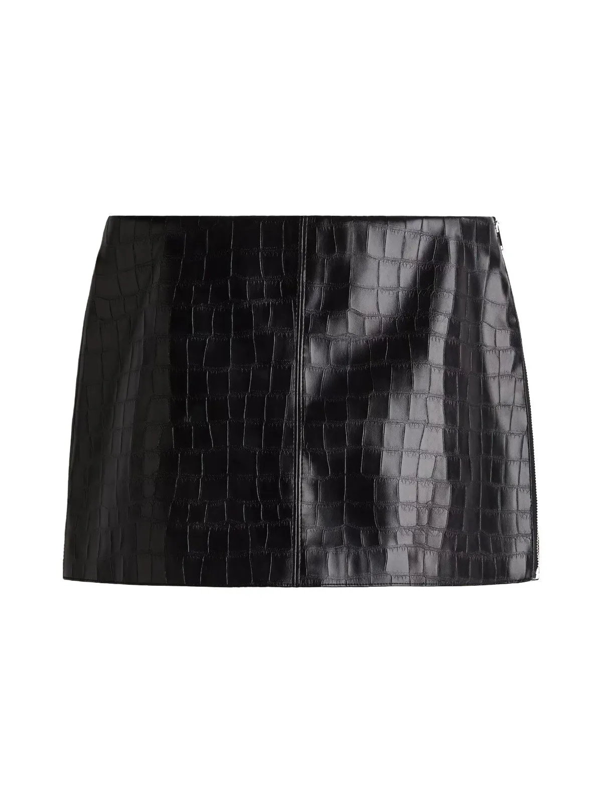 Fustă A-line H&M EU 40 | Negru, Mini, Lungă fit, Animal print, Piele ecologică