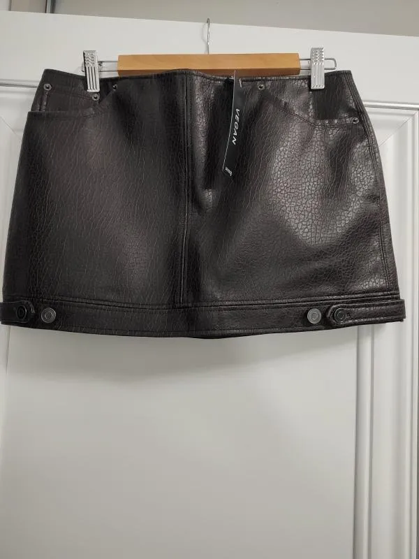 Fustă A-line H&M EU 38 | Maro, Mini, Lungă fit, Piele ecologică - Image 3