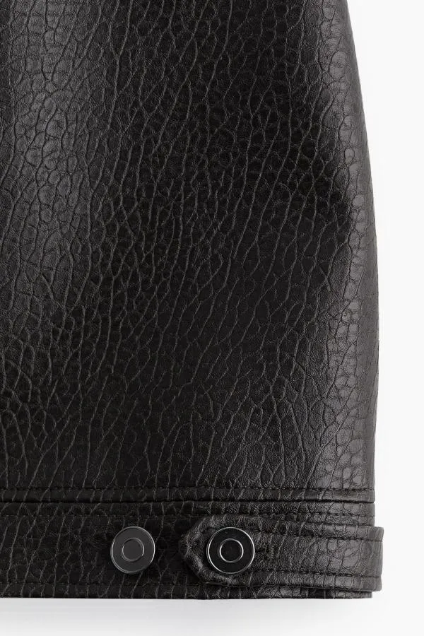Fustă A-line H&M EU 38 | Maro, Mini, Lungă fit, Piele ecologică - Image 2
