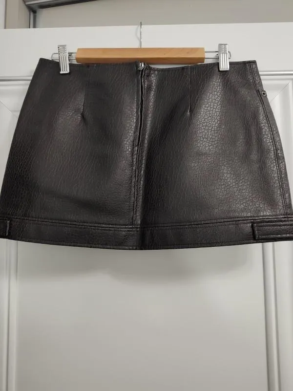 Fustă A-line H&M EU 38 | Maro, Mini, Lungă fit, Piele ecologică - Image 5
