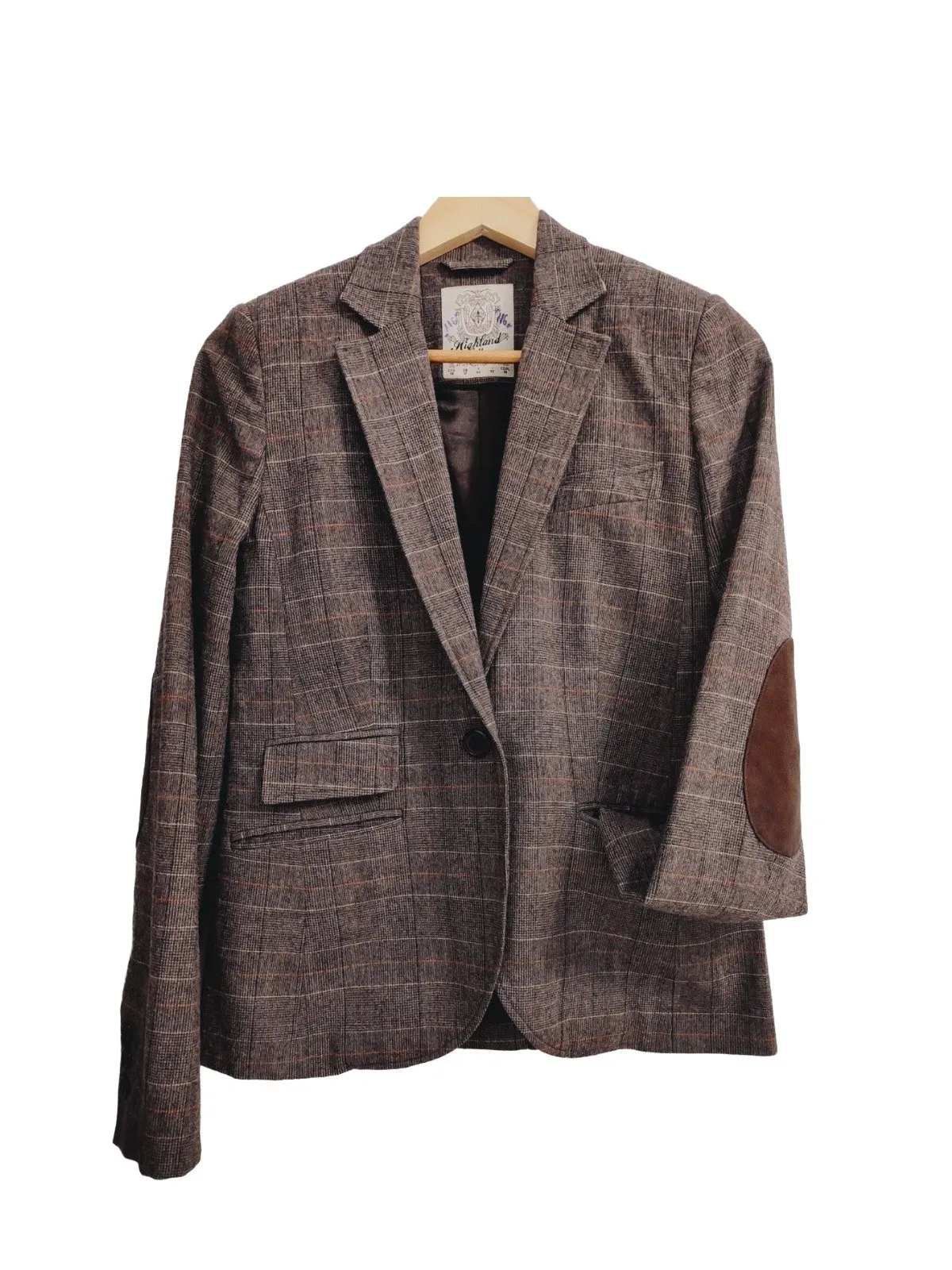 Blazer Highland Cottage EU 38 | Maro, Fără glugă, Carouri, Lână
