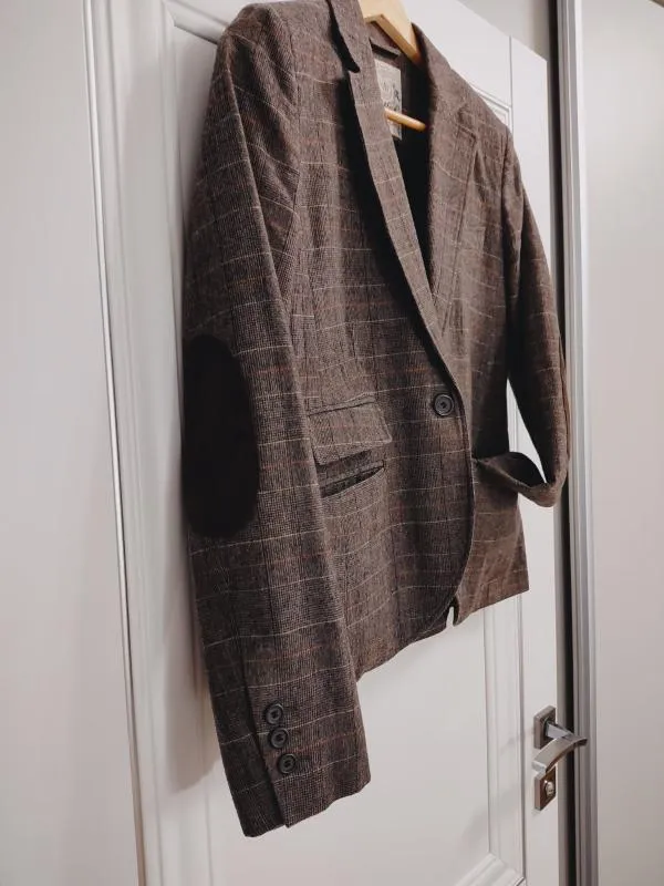 Blazer Highland Cottage EU 38 | Maro, Fără glugă, Carouri, Lână - Image 3