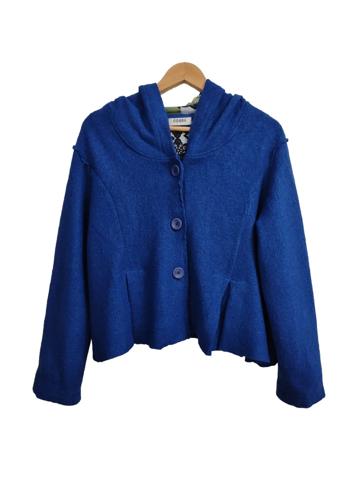 Blazer Cobra XL | Albastru, Cu glugă, Monocrom, Lână