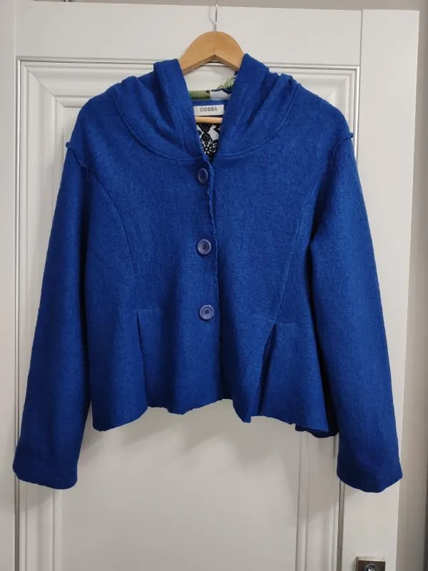 Blazer Cobra XL | Albastru, Cu glugă, Monocrom, Lână - Image 2