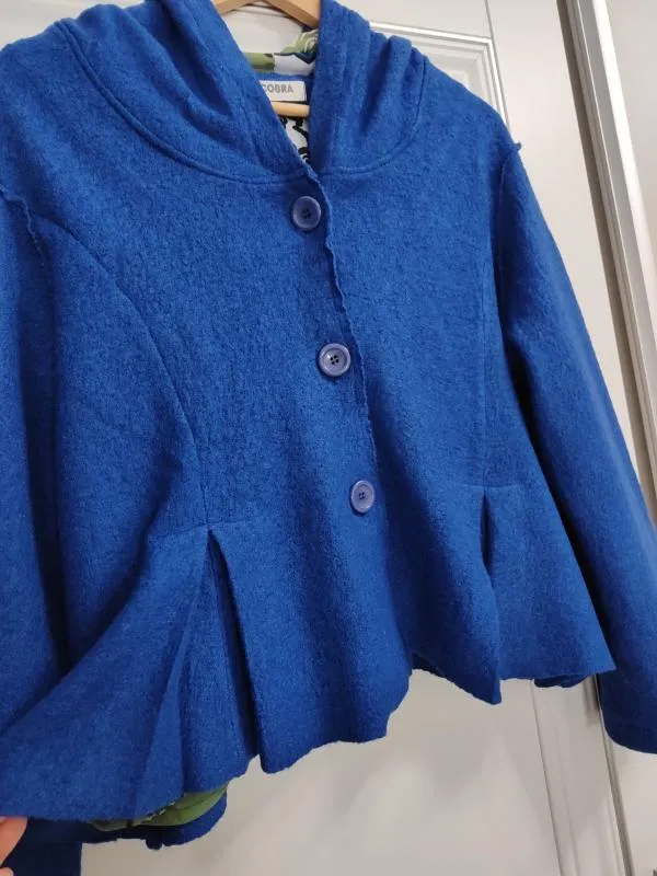 Blazer Cobra XL | Albastru, Cu glugă, Monocrom, Lână - Image 3