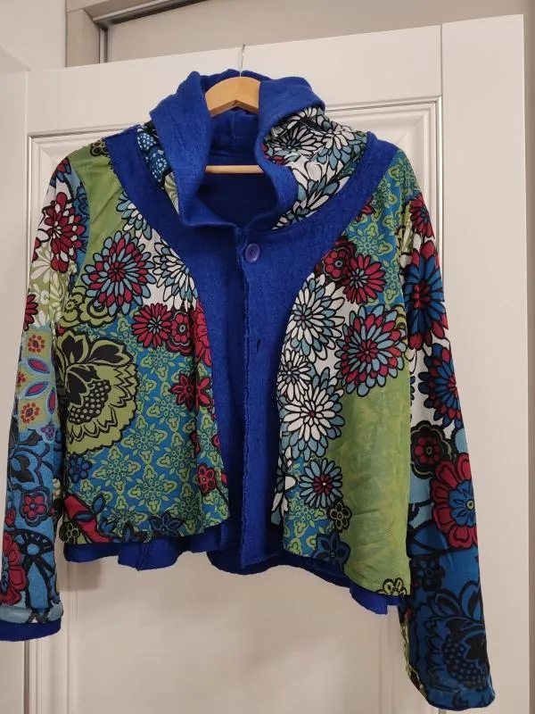 Blazer Cobra XL | Albastru, Cu glugă, Monocrom, Lână - Image 9