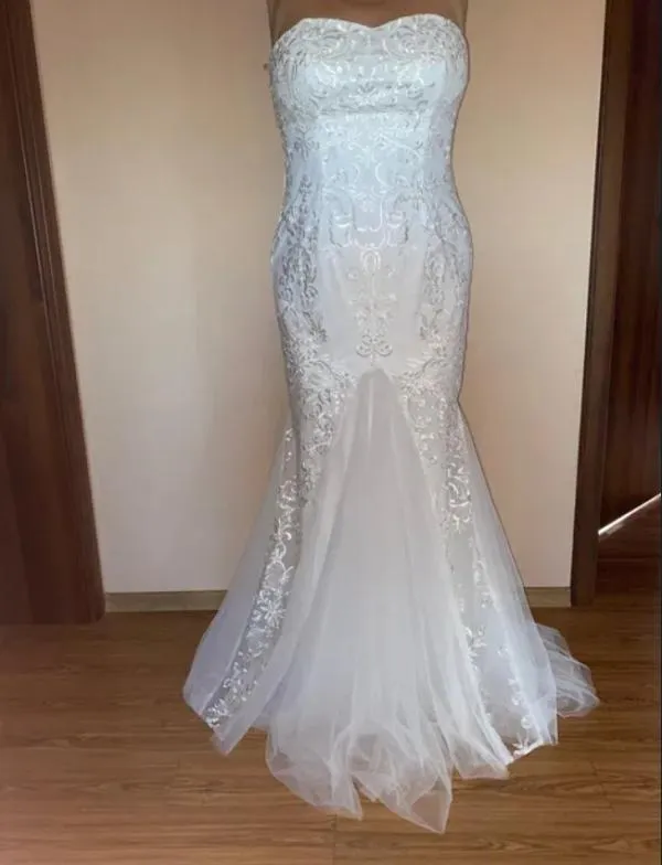 Rochie de ocazie Bubbleroom L | Alb, Maxi, Tall, Broderie