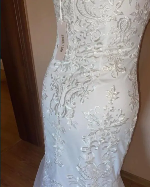 Rochie de ocazie Bubbleroom L | Alb, Maxi, Tall, Broderie - Image 3