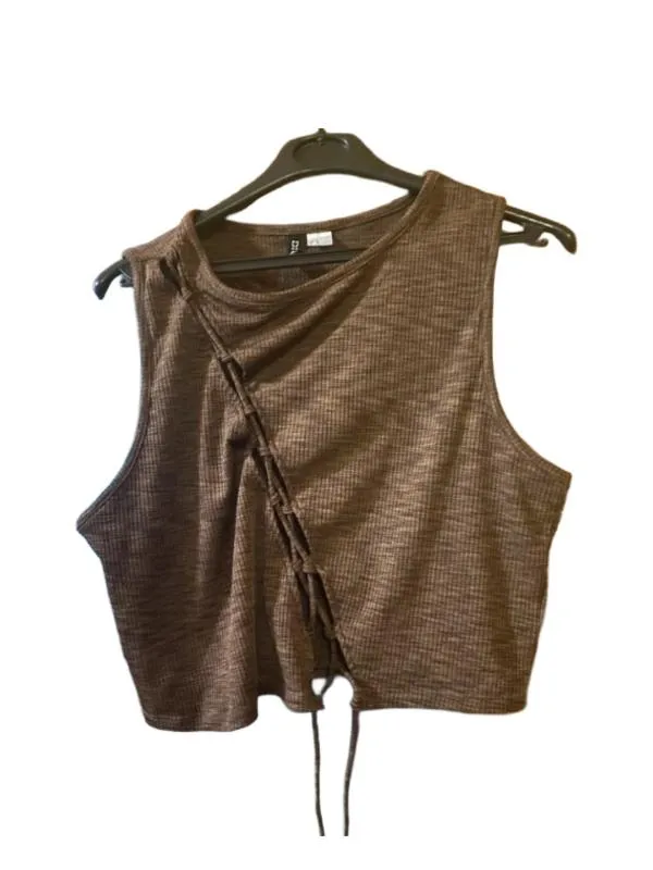 Top cropped H&M L | Maro, Cropped (Scurt), Fără mâneci
