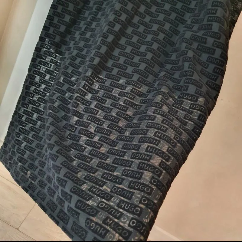 Rochie casual Hugo XL | Negru, Maxi, Mânecă lungă, Logo, Transparent - Image 4