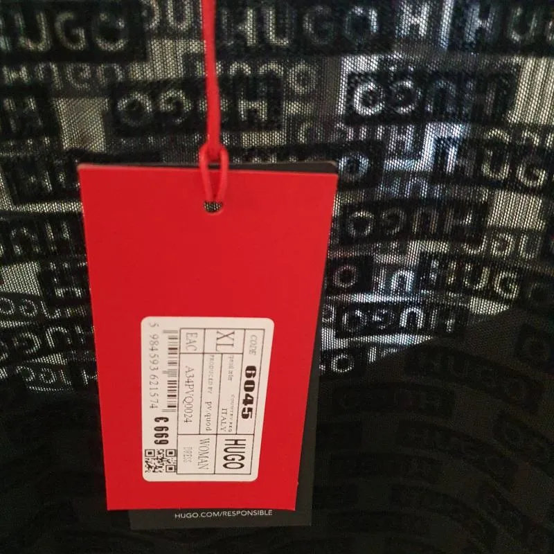 Rochie casual Hugo XL | Negru, Maxi, Mânecă lungă, Logo, Transparent - Image 9