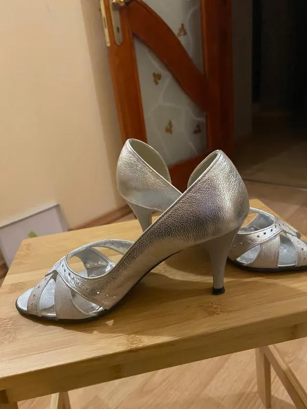 Pantofi cu toc înalt Nemo EU 36 | Argintiu, Piele naturală - Image 2