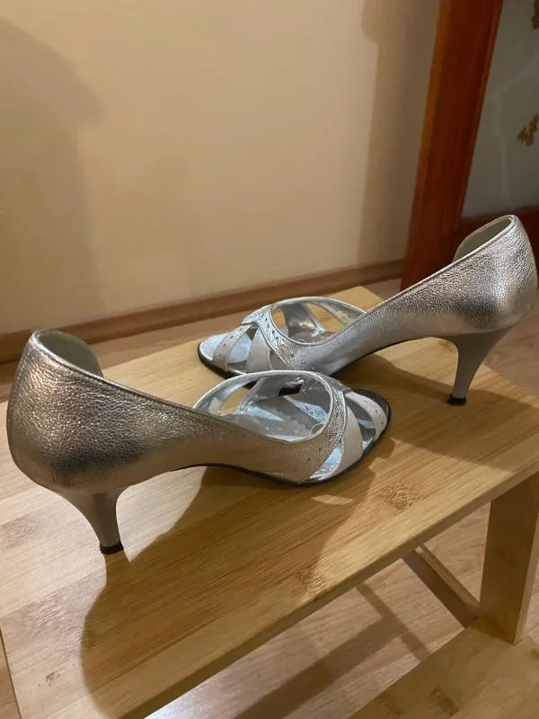 Pantofi cu toc înalt Nemo EU 36 | Argintiu, Piele naturală - Image 5