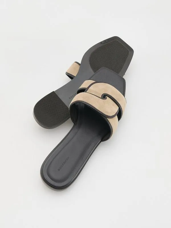 Șlapi Reserved EU 37 | Bej, Monocrom, Piele întoarsă  Suede - Image 3