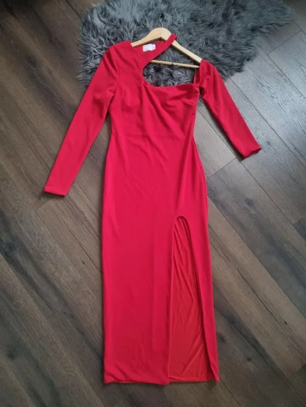 Rochie de seară ASOS M | Roșu, Midi, Mânecă lungă - Image 5