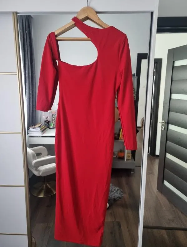 Rochie de seară ASOS M | Roșu, Midi, Mânecă lungă - Image 6