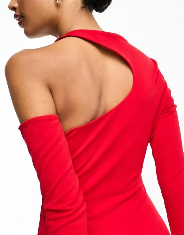 Rochie de seară ASOS M | Roșu, Midi, Mânecă lungă - Image 4