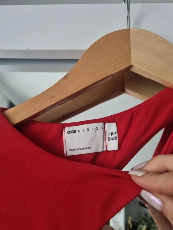 Rochie de seară ASOS M | Roșu, Midi, Mânecă lungă - Image 8