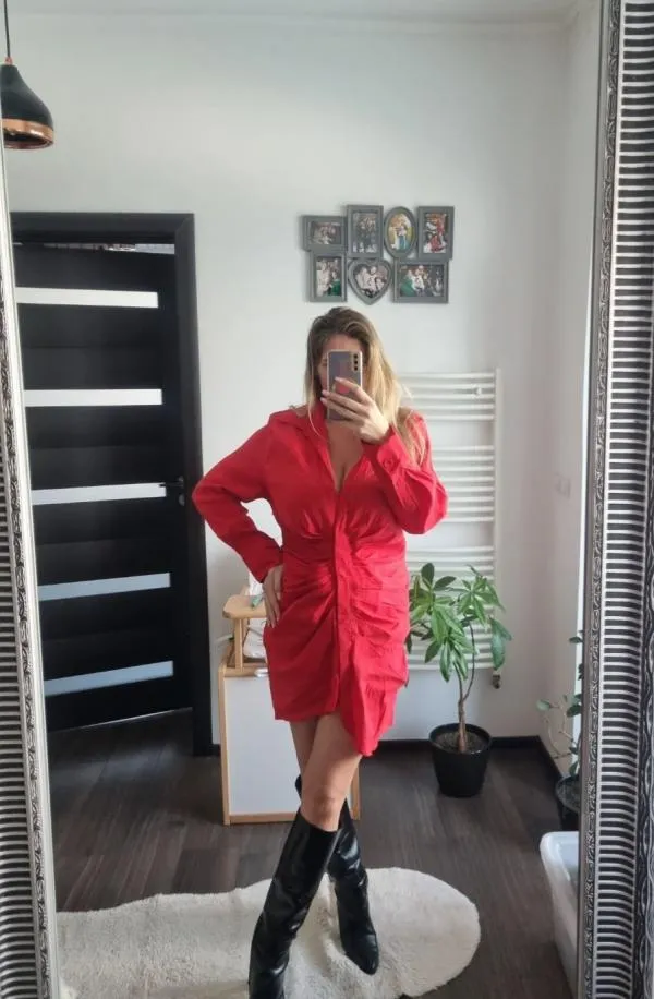 Rochie de seară Zara XL | Roșu, Mini, Mânecă lungă - Image 7