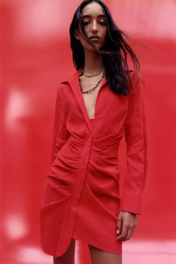 Rochie de seară Zara XL | Roșu, Mini, Mânecă lungă - Image 2