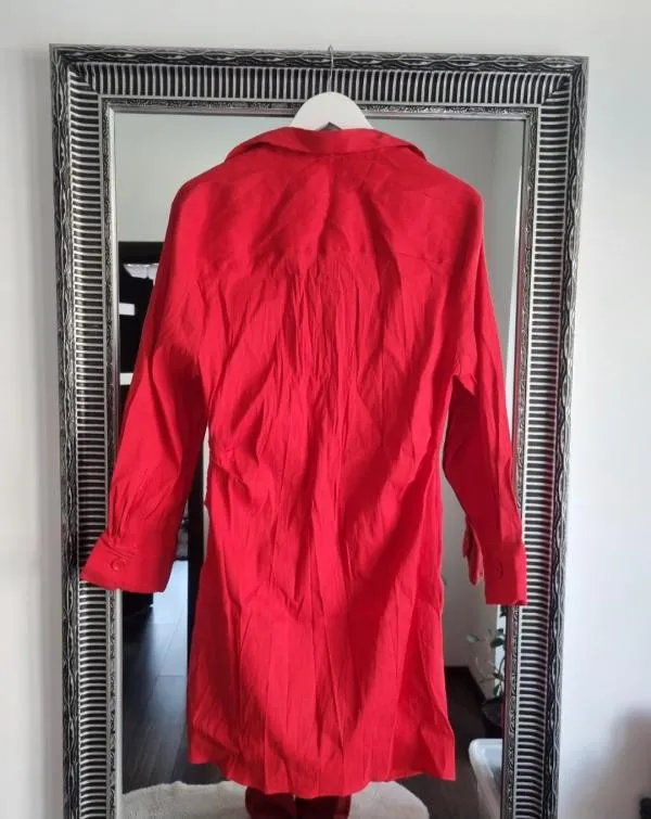 Rochie de seară Zara XL | Roșu, Mini, Mânecă lungă - Image 4