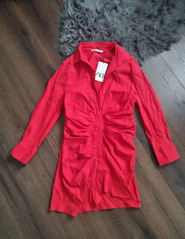 Rochie de seară Zara XL | Roșu, Mini, Mânecă lungă - Image 5