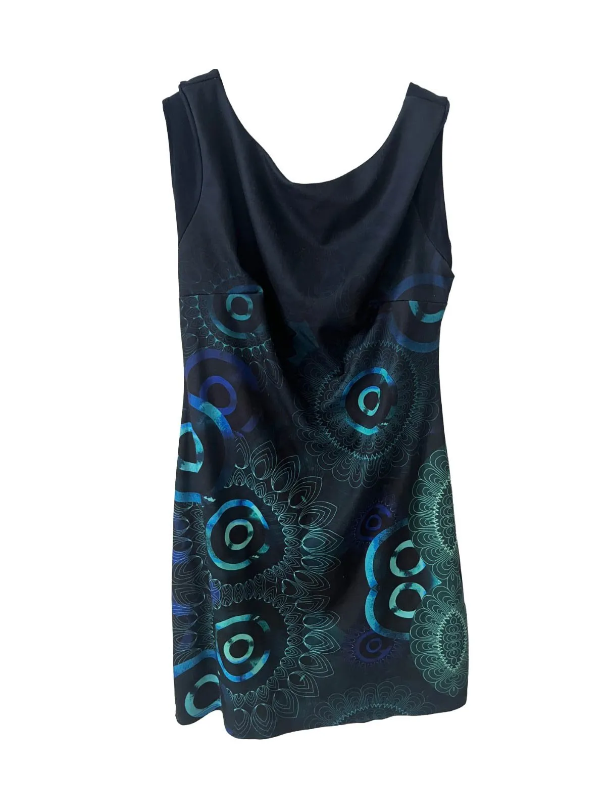Rochie casual Desigual L | Albastru, Mini, Fără mâneci, Abstract & Color Block