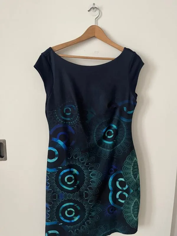 Rochie casual Desigual L | Albastru, Mini, Fără mâneci, Abstract & Color Block - Image 2