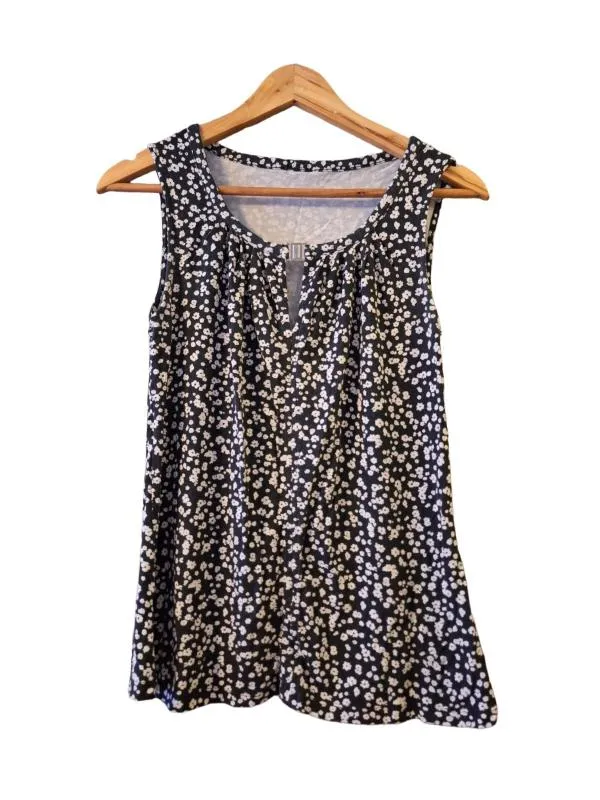 Top tank Coquette M | Bleumarin, Normal, Fără mâneci, Floral & Tropical