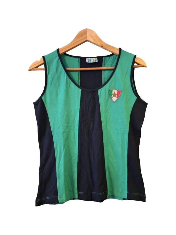 Top tank Supporter M | Verde, Normal, Fără mâneci, Dungi, Vâscoză