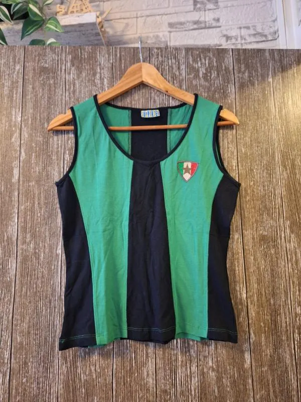 Top tank Supporter M | Verde, Normal, Fără mâneci, Dungi, Vâscoză - Image 2