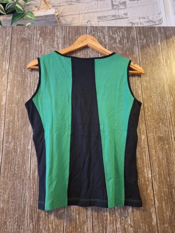 Top tank Supporter M | Verde, Normal, Fără mâneci, Dungi, Vâscoză - Image 3