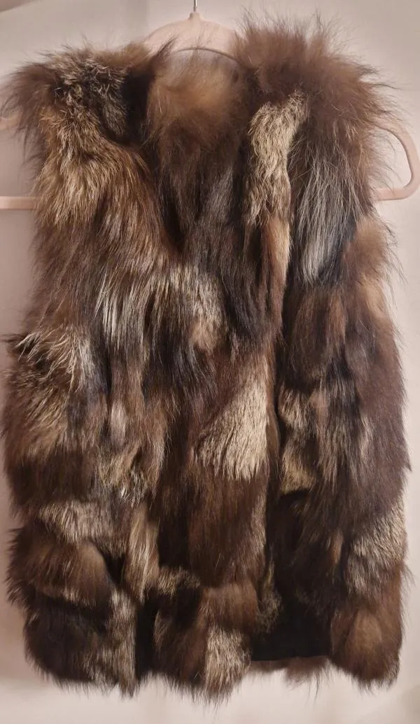 Vestă Vesa EU 36 | Maro, Fără glugă, Blană naturală - Image 2
