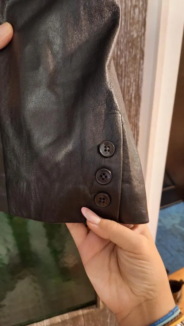 Geacă de piele Vera Pelle L | Negru, Fără glugă, Piele naturală - Image 6