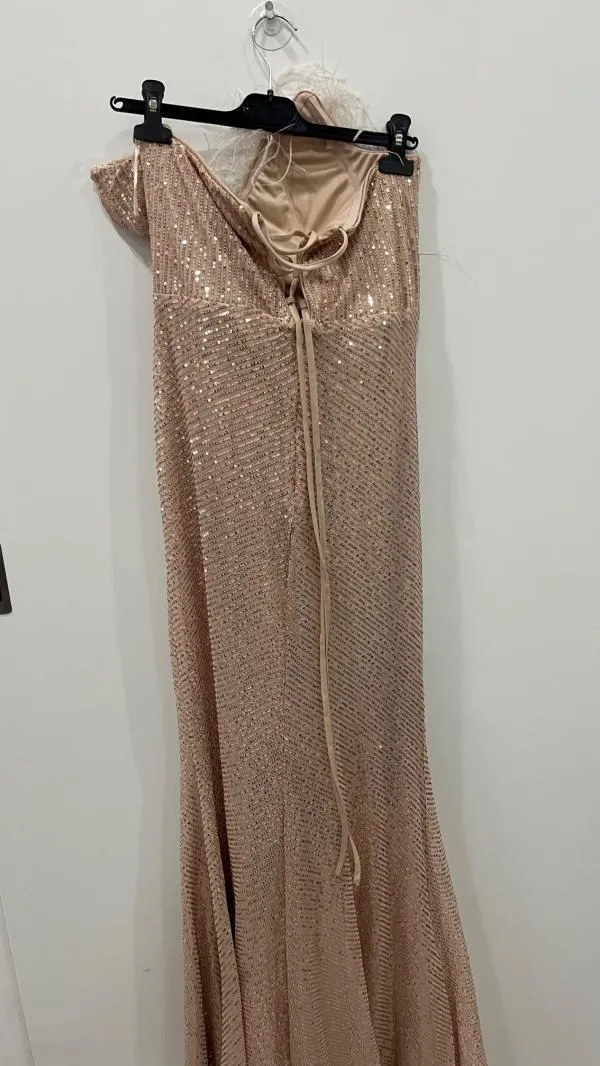Rochie de ocazie Faeriesty XL | Roz, Maxi, Bretele subțiri, Monocrom, Paiete - Image 2
