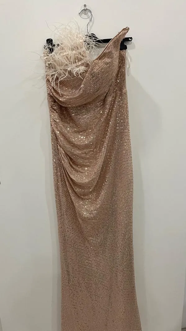 Rochie de ocazie Faeriesty XL | Roz, Maxi, Bretele subțiri, Monocrom, Paiete