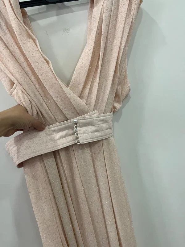 Rochie casual XL | Roz, Maxi, Fără mâneci, Monocrom - Image 3