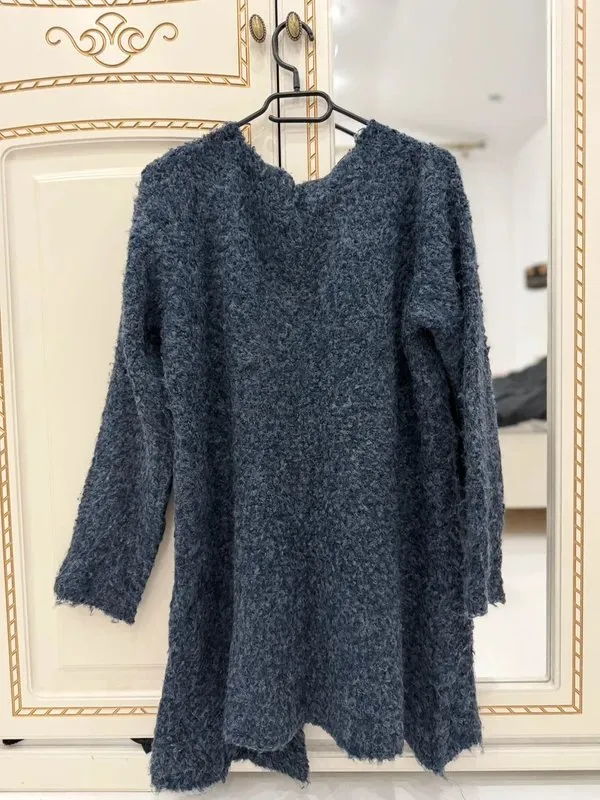 Pulover S | Bleumarin, Lung, Mânecă lungă, Regular fit, Lână - Image 3