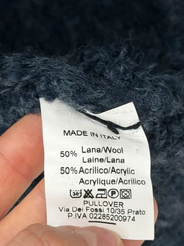Pulover S | Bleumarin, Lung, Mânecă lungă, Regular fit, Lână - Image 5