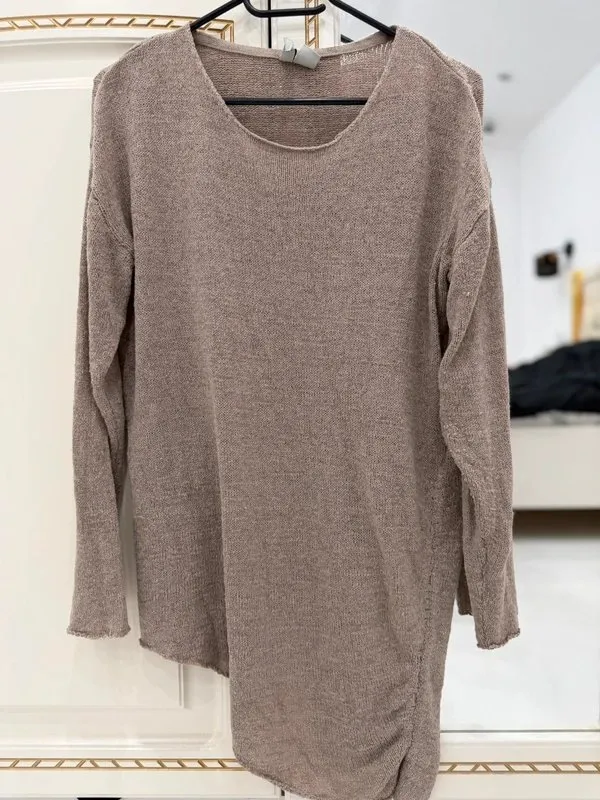 Bluză H&M XS | Bej, Normal, Mânecă lungă, Design asimetric - Image 2