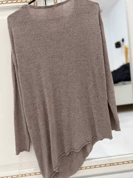 Bluză H&M XS | Bej, Normal, Mânecă lungă, Design asimetric - Image 4