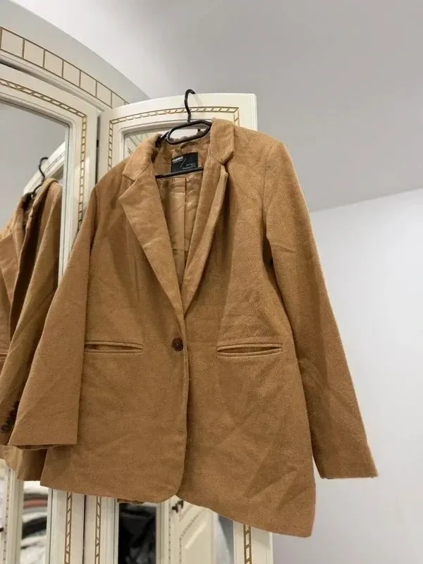 Pardesiu Pull&Bear XL | Caramel, Fără glugă - Image 2