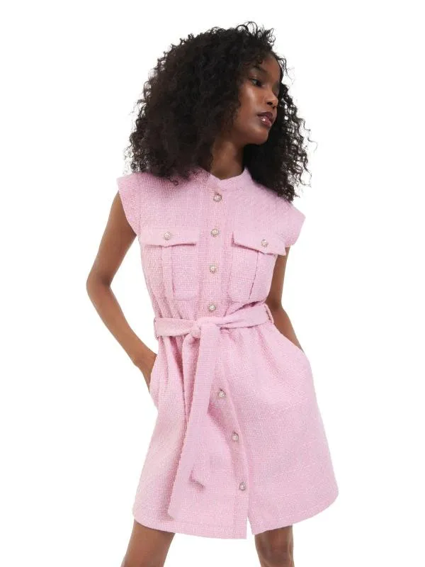 Rochie casual Reserved XS | Roz, Mini, Fără mâneci, Monocrom, Pietre decorative