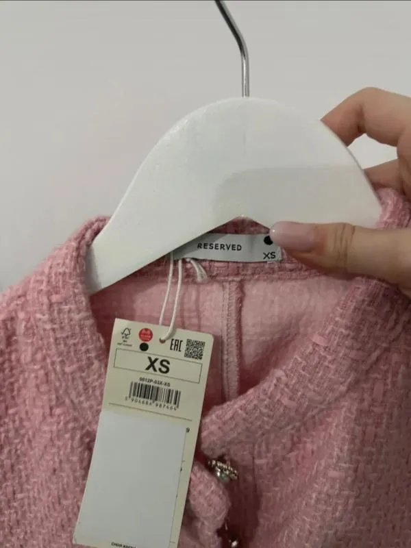 Rochie casual Reserved XS | Roz, Mini, Fără mâneci, Monocrom, Pietre decorative - Image 7