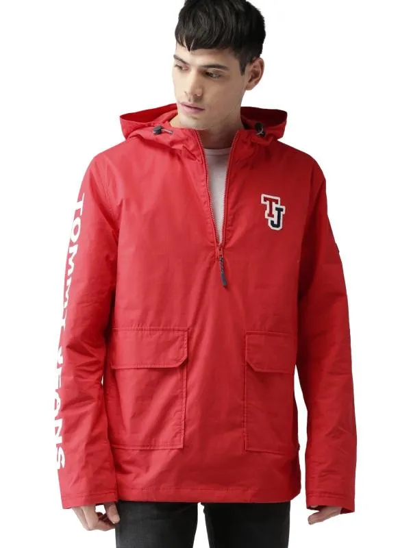 Geacă de ploaie Tommy Hilfiger XL | Roșu, Cu glugă, Logo