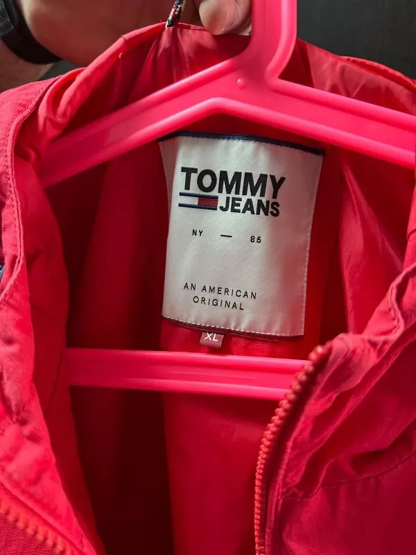 Geacă de ploaie Tommy Hilfiger XL | Roșu, Cu glugă, Logo - Image 6