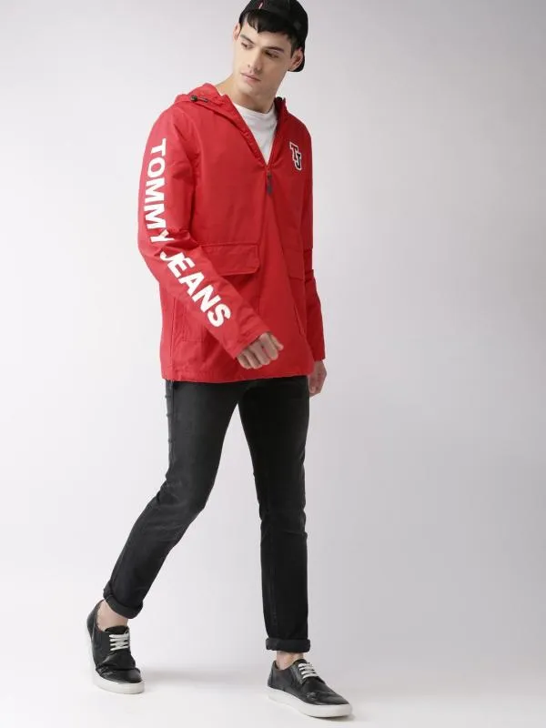Geacă de ploaie Tommy Hilfiger XL | Roșu, Cu glugă, Logo - Image 4