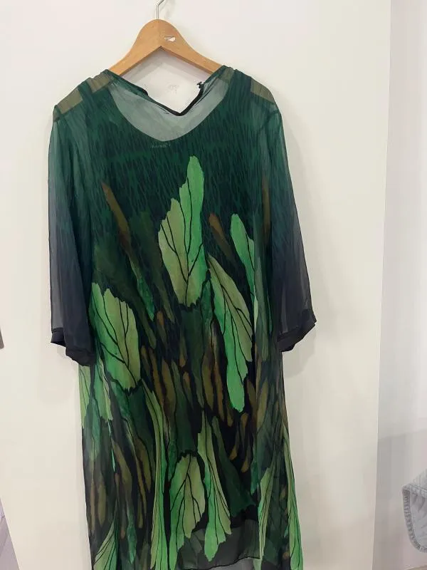 Rochie de ocazie Kapris XXL | Verde, Maxi, Mânecă lungă, Floral & Tropical, Pietre decorative - Image 3