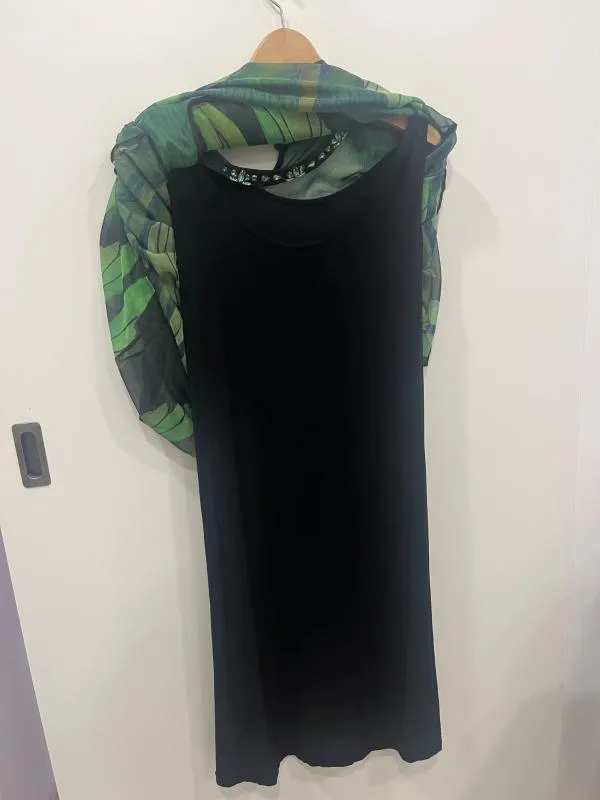 Rochie de ocazie Kapris XXL | Verde, Maxi, Mânecă lungă, Floral & Tropical, Pietre decorative - Image 5